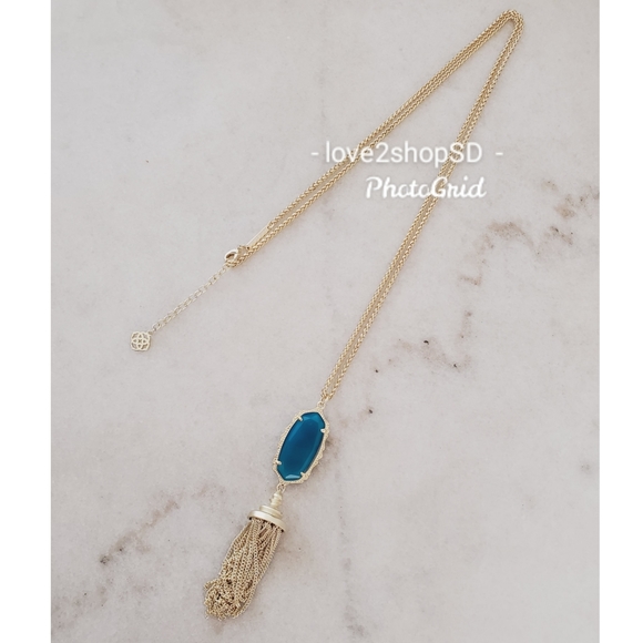 Kendra Scott Teal Blue Agate Everly necklace NWOT - Picture 2 of 6